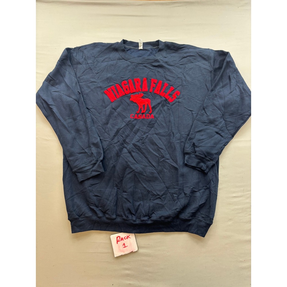 Alstyle Niagara Falls Canada Moose Sweatshirt Navy Blue Crewneck Mens XL